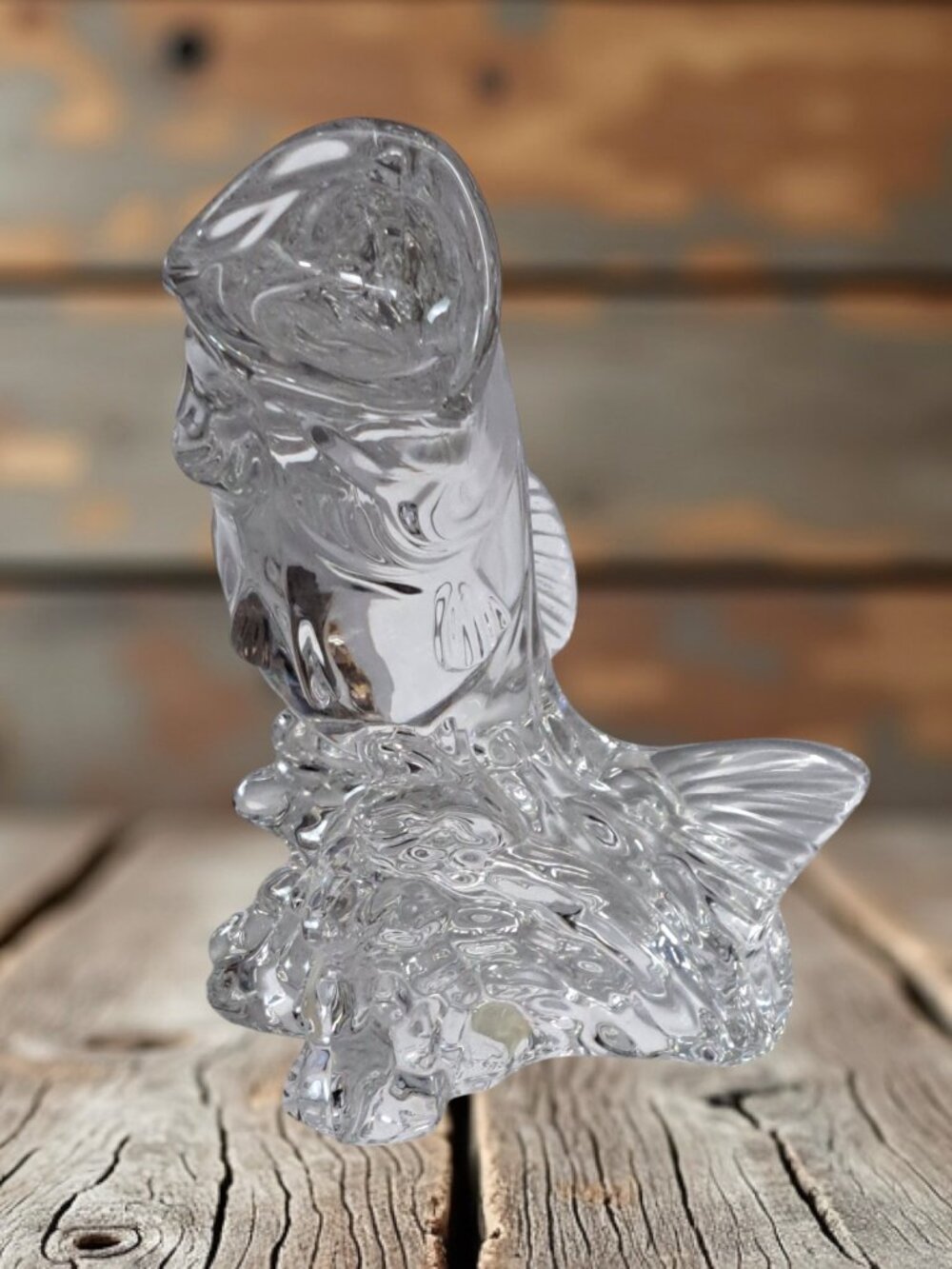 Wonders of the Wild Princess House Lead Crystal Leaping Bass Fish Sculpture - Picture 12 of 16